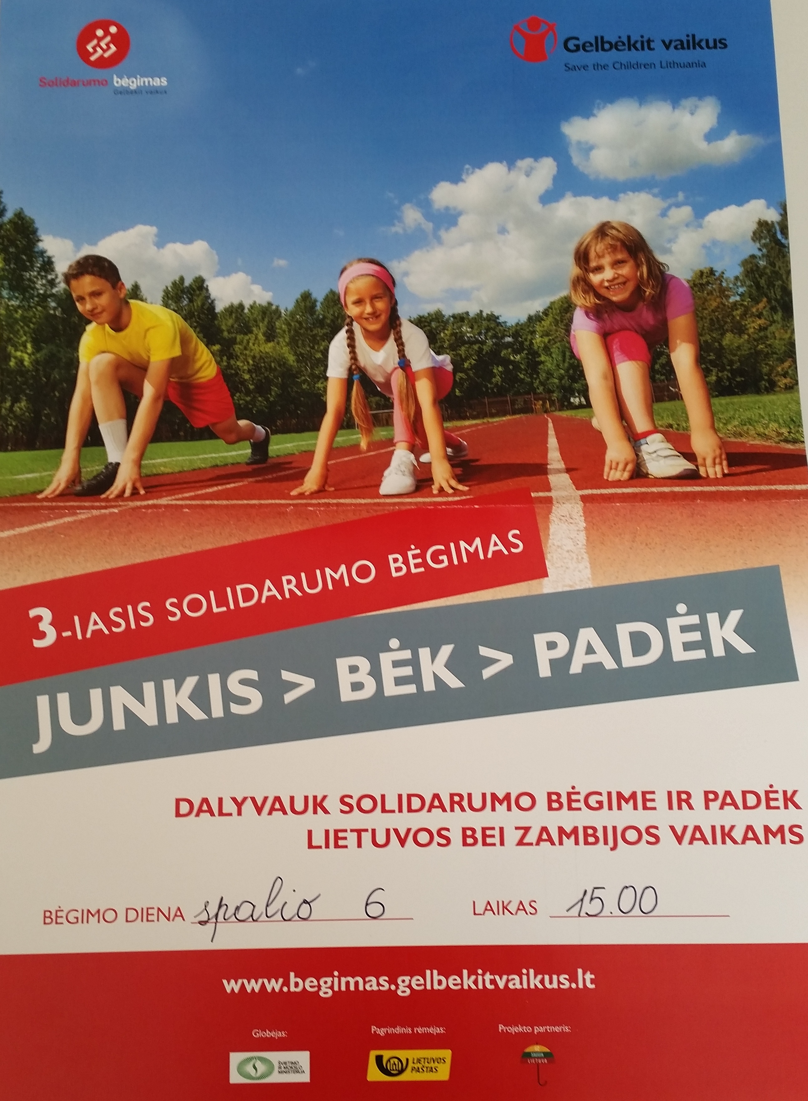 Dalyvauk SOLIDARUMO bėgime – padėk Lietuvos ir Zambijos vaikams!